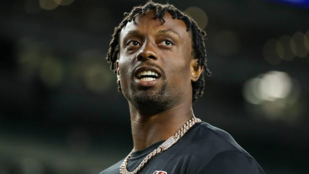 Bengals cornerback Eli Apple looks on before a preseason game vs. the Cardinals.